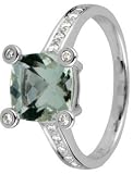 9ct Gold Green Amethyst And Diamond Ring