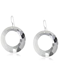 Sterling Silver Hammered Open Circle Drop Earrings