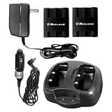 Midland AVP4 Dual Desk Top Charger with 2 Rechargeable Battery Packs, and Vehicle Adapter