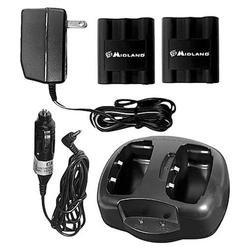 Midland AVP4 Dual Desk Top Charger with 2 Rechargeable Battery Packs, and Vehicle Adapter