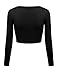 Womens Solid Long Sleeve Crop Top Black,Small
