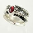 Southwest Garnet Gemstone and Sterling Silver Spinner Ring by Native American Artist Ronnie Willie, Size 8 , #7767