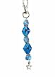 Key Chain / Purse Clip - K9 - Murano Style Glass ~ Sapphire Diamond and Firepolished Round Beads with Star Charm