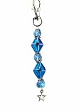 Key Chain Purse Clip - K9 - Murano Style Glass ~ Sapphire Diamond and Firepolished Round Beads with...