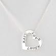 Heart Shaped LIVE LOVE LAUGH Affirmation Pendant in Sterling Silver on 16" Snake Chain, #9866