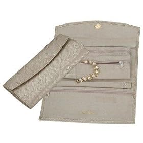 CREAM LEATHER JEWELRY ROLL - Mia Jewelry Roll, Cream Faux Leather, Large