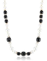 Napier Gold-Tone Pearl and Jet Collar Necklace, 19"