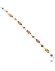 Sterling Silver and Honey Amber Modern Bracelet, 7"