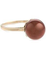 14k Yellow Gold 10-10.5mm Chocolate Freshwater Cultured Pearl Solitaire Ring, Size 6