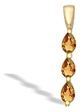 14K Yellow Gold Genuine Pear Citrine 3-Stone Pendant