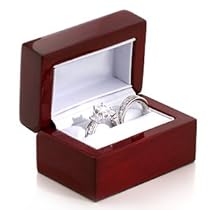Cherry Wooden Wedding/ Bridal Set Double Ring Jewelry Gift Box