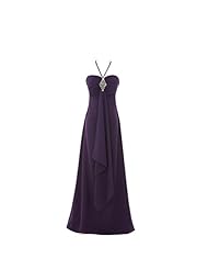 V-neck Chiffon Crystal  Crystals Evening Dress  With Ruffles