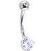 Jewelry : Solid 14KT White Gold Cubic Zirconia PRIME SOLITAIRE Belly Ring
