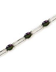 14K White Gold Oval Mystic Topaz Bracelet