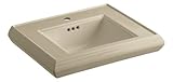 IMAGE OF Kohler K-2239-1-33 Memoirs Pedestal Lavatory Basin with Single-Hole Faucet Drilling, Mexican Sand