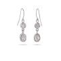 Sterling Silver Bezel Set Diamond CZ Dangle Earrings