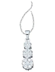 1 cttw 14k White Gold Diamond Bridal Flower Necklace (Real Diamonds: 1 cttw), 18"