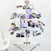 Umbra Fotofalls, 27 x 36 High Metal Desk Top Standing Display Holds 49 Photos or Ornaments, Polished Nickel