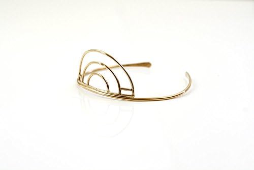 Bronze Bracelet Cuff, Minimalist Adjustable Bronze Arc, Artisan Handmade Rainbow Cuff Bracelet