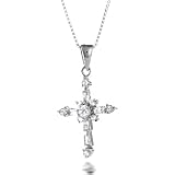 Bling Jewelry Marquise and Emerald Cut CZ Diamond Baguettes Cross Pendant 16