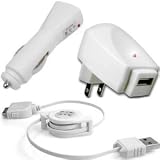 New Combo of Retractable USB Data Cable + Home Charger Adapter & Car Charger Adapter for Apple iPhone 1st Generation 8GB, 16GB, 32GB New