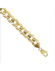 14k Yellow Gold, Classic Curb Link Chain Necklace 350 Gauge 14mm Wide