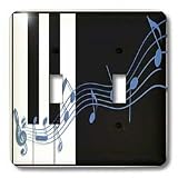 Beverly Turner Design - Blue Music Notes on Piano Keys - Light Switch Covers - double toggle switch
