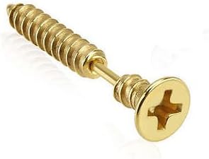 Palettes Maxx Bodyjewellery - Gold Plated Countersunk Screw Shaped Tragus Catilage Piercing Surgical Steel Barbells