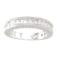 Sterling Silver CZ Antique Style Women's Wedding Band Ring Size 5