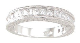 Sterling Silver CZ Antique Style Women's Wedding Band Ring Sizes 5 6 7 8 and 9