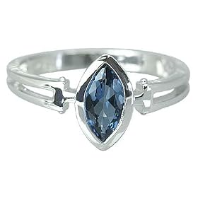 Marquise Shape 1.25 carat London Blue Topaz Ring Size 10 in Sterling Silver by Peora