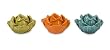 Set of 3 Assorted Colors Ceramic Flower Candle Holders in Gift Box 5"