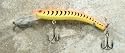 Jlvlures JLV Lures Raptor Minnow Freshwater Diver Yellow Tiger : Walleye Sauger Pike Bass Steelhead Crankbait Deep Troll Tantalizing Curve Body Wobble Kicking Rattle Rattling Trolling Casting Cast Treble Bronze Hook Darting Structure Fishing Gravel Bottom Rock Stump