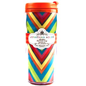 Jonathan Adler Thermal Travel Coffee Mug Cup Chevron