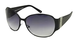 Juicy Couture Queen S Sunglasses, Satin Black Frame/ Grey Gradient Lenses/ Crystals-Rhinestones