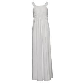 White Knit Long Dress U Shape Neck Back Tide Strap