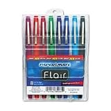 Flair Felt Tip Pen, 8-Color Set, Nonrefillable, 1.1mm Point, Assorted Colors PAP89061