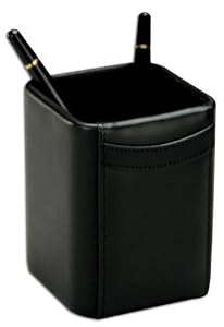 Black Leather Pencil Cup