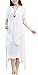 FEESON Womens Cotton Short Sleeve Two Piece Linen Casual Split Hem Baggy Long Dress