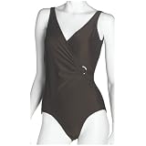 Speedo Women's Aquatic Resort Lycra Solid Surplice With Ring Tummy Control One Piece Swimsuit