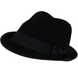 New 100% Wool Felt Satin Bow Fedora Trilby Hat Black Small Medium by SK Hat shop