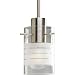 Progress Lighting P5158-09 1-Light Stem Hung Mini-Pendant with Clear and Etched Glass, Brushed Nickel