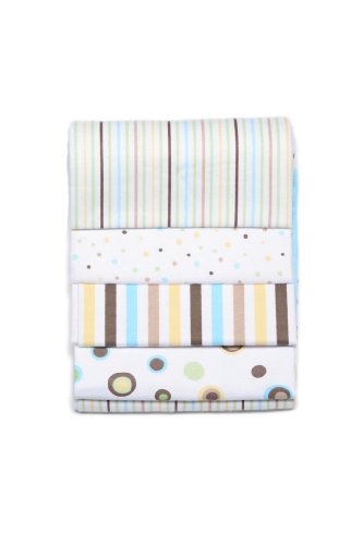 Just Born 4-Pack Flannel Receiving Blankets - Green Dots & Stripes