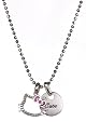 Hello Kitty Sterling Silver Pink Enamel 35th Anniversary "Cute" White Sapphire & Diamond Accent Pendant, 18"