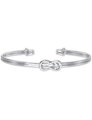 Love Knot, 14K White Gold Diamond Knot Bangle Bracelet, 1/6 ctw.