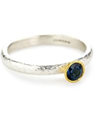GURHAN "Skittle" Silver with High Karat Gold Accents Blue Topaz Ring, Size 7