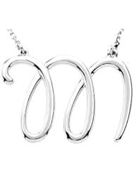 Silver Fashion Script Letter Initial Necklace Pendant " M " Sterling Silver 84635