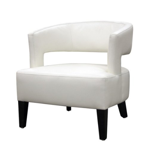 Baxton Studio Lemoray Leather Modern Club Chair, Off-White
