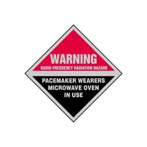 WARNING RADIO-FREQUENCY RADIATION HAZARD PACEMAKER WEARERS MICROWAVE OVEN IN USE 9 x 9... by 
