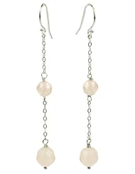 Sterling Silver Faceted Gemstone Long Drop Fishhook Earrings